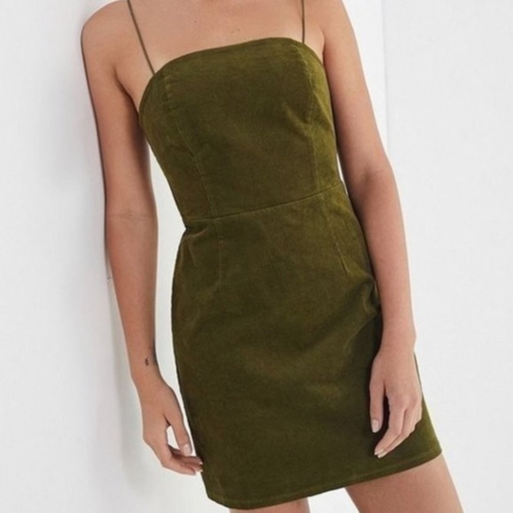 URBAN OUTFITTERS OLIVE CORDUROY Y2K DRESS